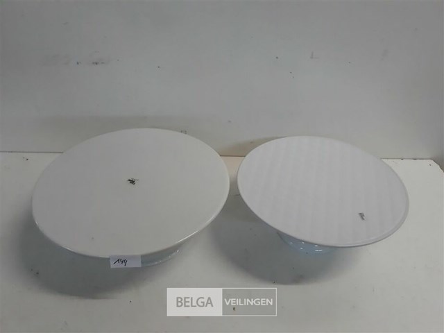 2 x taartschotel porselein op voet - afbeelding 1 van  3