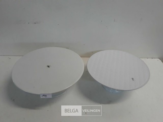 2 x taartschotel porselein op voet - afbeelding 1 van  3