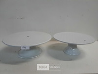 2 x taartschotel porselein op voet - afbeelding 3 van  3