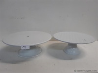 2 x taartschotel porslein op voet - afbeelding 2 van  2