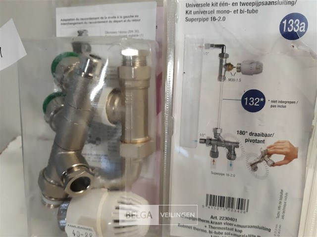 2 x thermostaat radiatorkraan 2 buis alpex 16 mm ½ - afbeelding 3 van  3