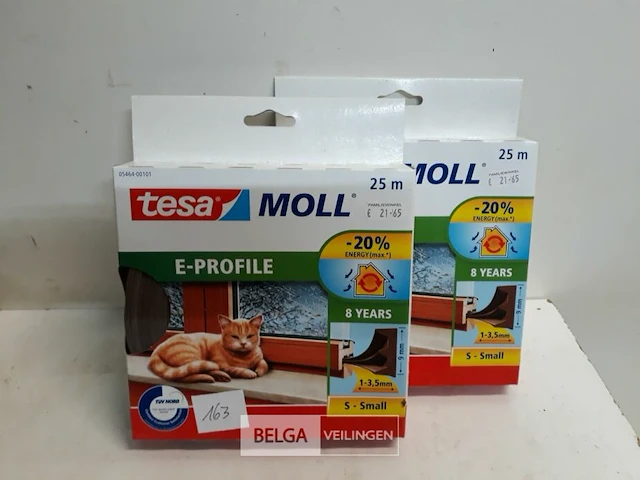 2 x tochtband rubber bruin 9x1-3,5mm 25 m tesa - afbeelding 2 van  3