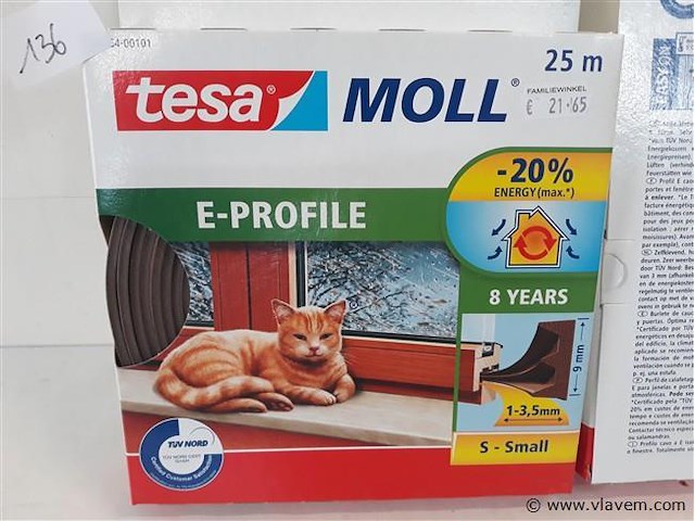 2 x tochtband rubber bruin tesa 25m - afbeelding 2 van  2