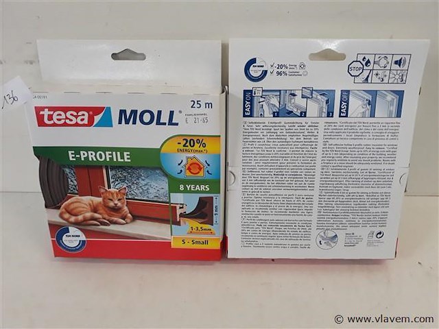 2 x tochtband rubber bruin tesa 25m - afbeelding 1 van  2