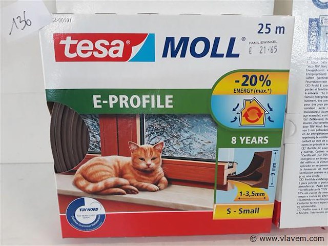 2 x tochtband rubber bruin tesa 25m - afbeelding 2 van  2