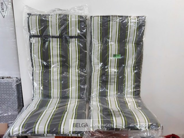 2 x tuinkussen hoge rug 75x50x50 cm groen met lijnen - afbeelding 2 van  3