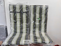 2 x tuinkussen hoge rug 75x50x50 cm groen met lijnen - afbeelding 2 van  3