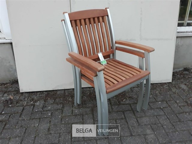 2 x tuinstoel aluminium/teak met leuning - afbeelding 3 van  3