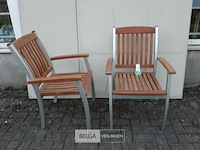 2 x tuinstoel aluminium/teak met leuning - afbeelding 2 van  3