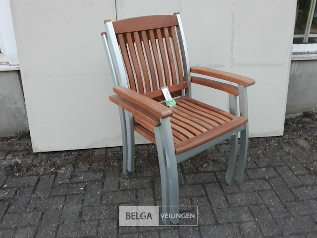 2 x tuinstoel aluminium/teak met leuning - afbeelding 3 van  3