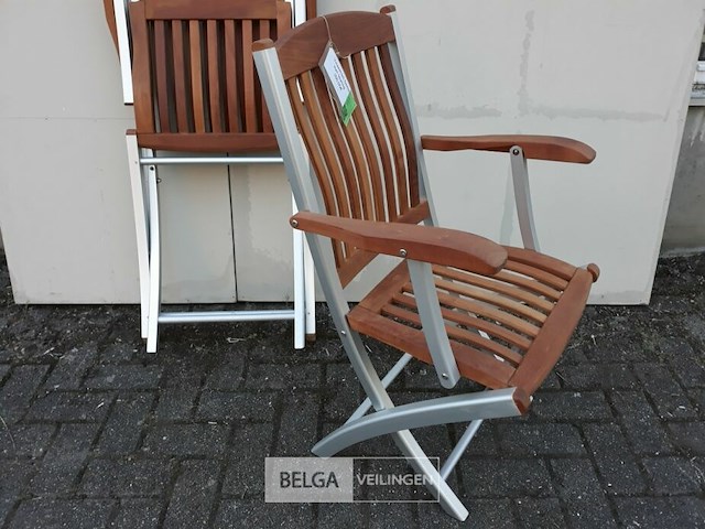 2 x tuinstoel opklapbaar aluminium/teak met leuning - afbeelding 3 van  3