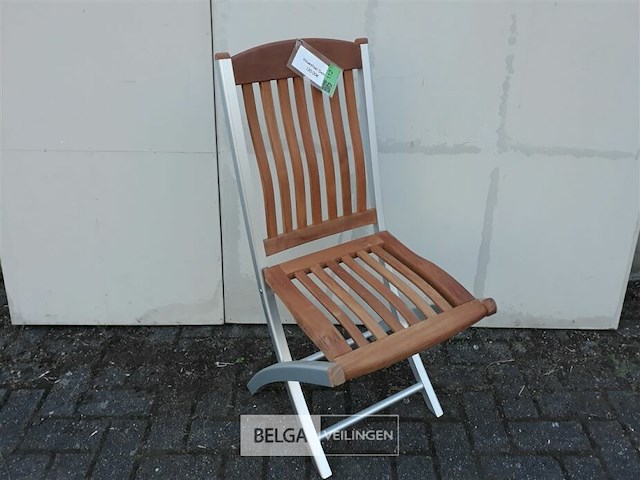 2 x tuinstoel opklapbaar aluminium/teak - afbeelding 1 van  3