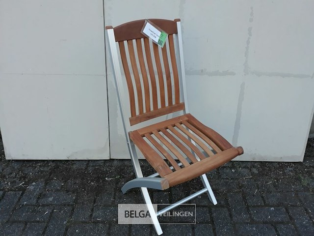 2 x tuinstoel opklapbaar aluminium/teak - afbeelding 2 van  3