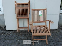 2 x tuinstoel opklapbaar teak met leuning - afbeelding 1 van  3