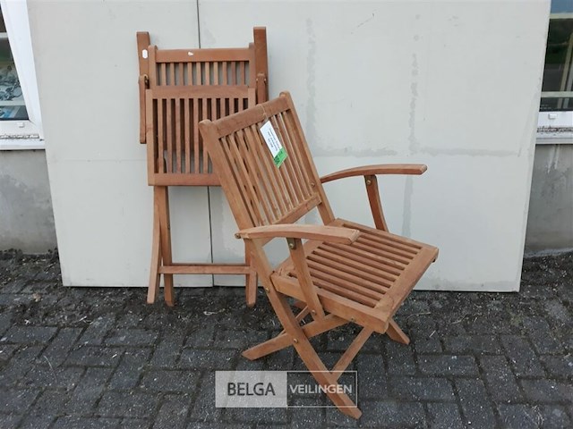2 x tuinstoel opklapbaar teak met leuning - afbeelding 3 van  3