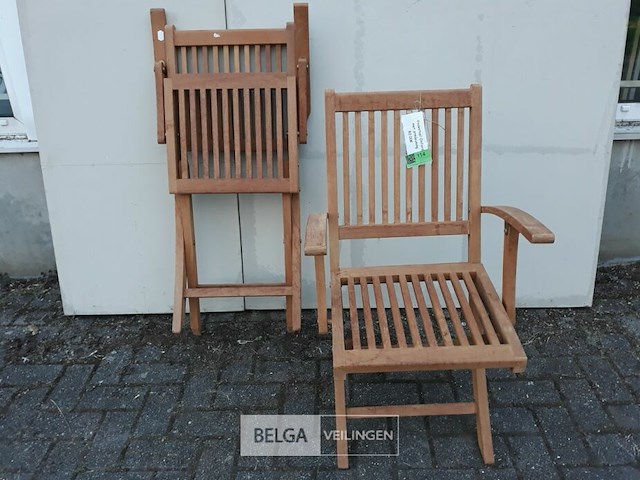 2 x tuinstoel opklapbaar teak met leuning - afbeelding 1 van  3