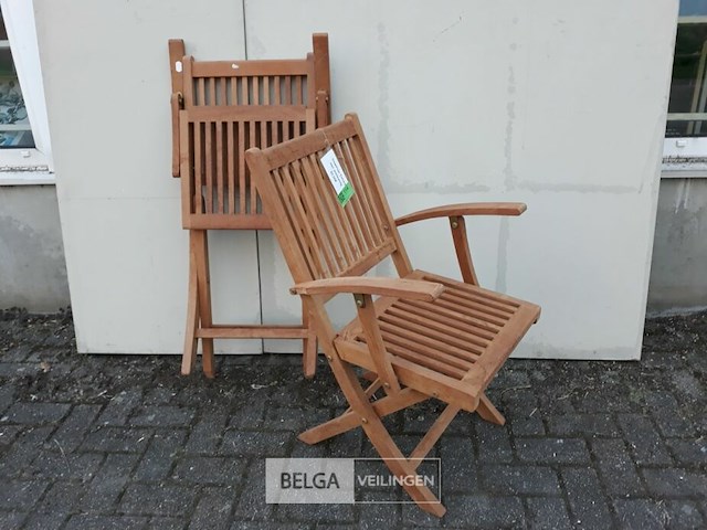 2 x tuinstoel opklapbaar teak met leuning - afbeelding 3 van  3