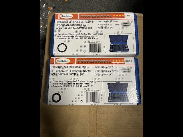 2 x verlengde bit dopset veeltand en inbus - afbeelding 1 van  4