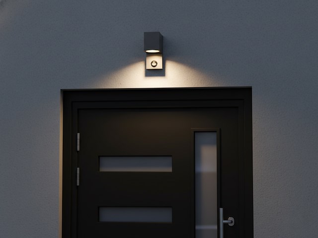 2 x wandlamp modern rechthoekig gu10 fitting zand zwart waterdicht met sensor - afbeelding 6 van  8