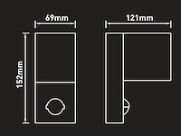 2 x wandlamp modern rechthoekig gu10 fitting zand zwart waterdicht met sensor - afbeelding 7 van  8