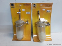2 x wc borstel in glazen houder - afbeelding 1 van  2