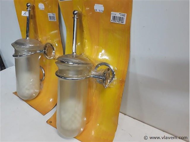 2 x wc borstel in glazen houder - afbeelding 2 van  2