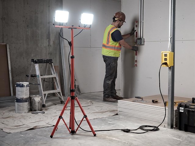 2 x werklamp 2x50w led 3in1 kleur cct breedstraaler waterdicht met tripod - afbeelding 4 van  7