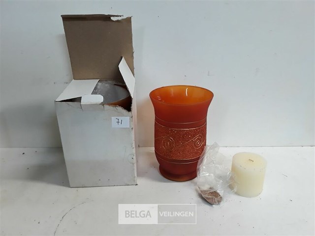 2 x windlicht glas oranje - afbeelding 2 van  3