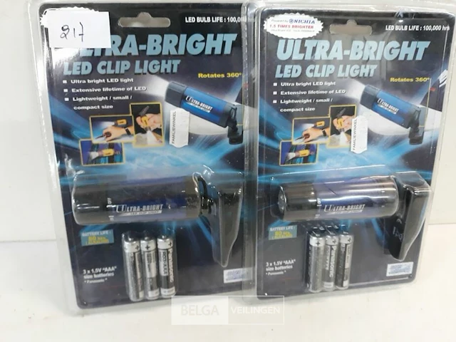2 x zaklamp met clip led - afbeelding 2 van  3