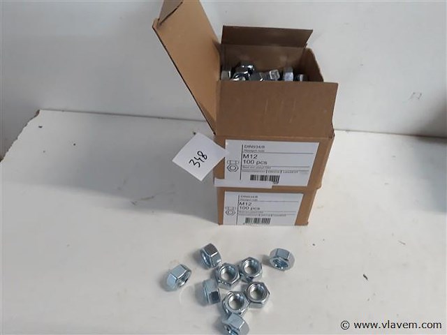 2 x zeskantmoeren verzinkt m 12 100 stuks - afbeelding 1 van  2