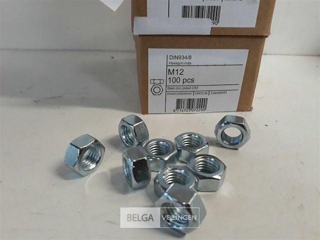 2 x zeskantmoeren verzinkt m 12 100 stuks - afbeelding 3 van  3