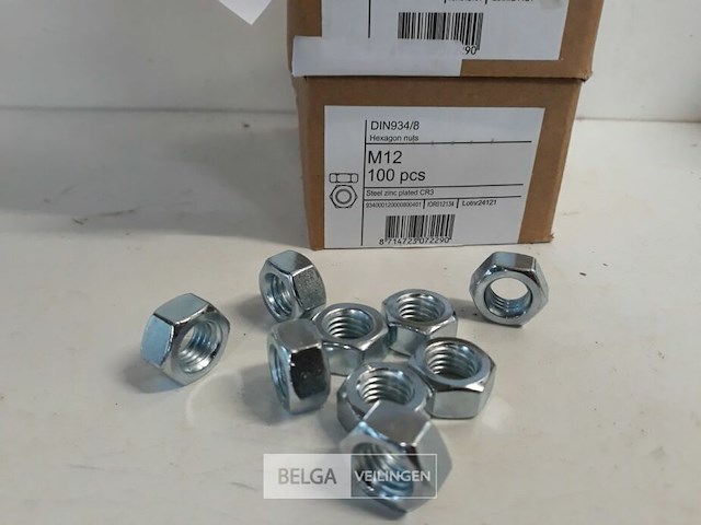 2 x zeskantmoeren verzinkt m 12 100 stuks - afbeelding 3 van  3