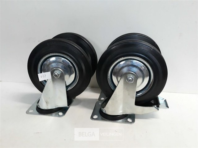 2 x zwenkwiel + 2 x zwenkwiel met rem 200mm - afbeelding 2 van  3