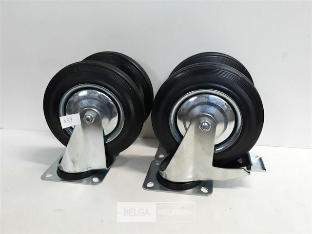 2 x zwenkwiel + 2 x zwenkwiel met rem 200mm - afbeelding 1 van  3