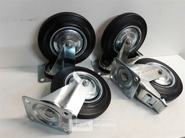 2 x zwenkwiel + 2 x zwenkwiel met rem 200mm - afbeelding 3 van  3