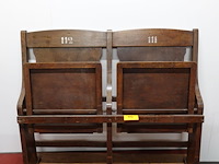 2-zit houten antieke theaterstoel - afbeelding 1 van  5