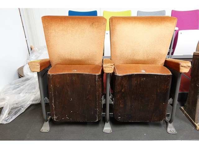 2-zit vintage theaterstoel - afbeelding 1 van  7