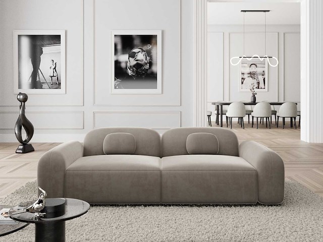 2-zits bank - donkerbeige fluweel - afbeelding 1 van  8