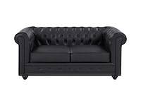 2-zits bank in zwart buffelleer - afbeelding 2 van  9