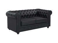 2-zits bank in zwart buffelleer - afbeelding 3 van  9