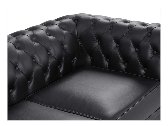 2-zits bank in zwart buffelleer - afbeelding 4 van  9