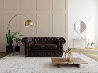 2-zits chesterfield bank 100% buffelleer - bruin met bruine reflecties - afbeelding 5 van  6