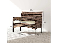 2-zits pe-rotan rotan tuinbank voor buitenterras met kussen - afbeelding 3 van  5