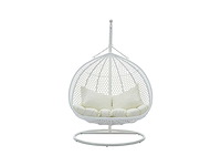 2-zits resin hangstoel - wit en beige kussen - afbeelding 5 van  11
