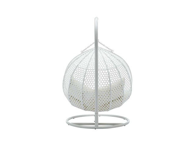 2-zits resin hangstoel - wit en beige kussen - afbeelding 7 van  11