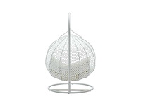 2-zits resin hangstoel - wit en beige kussen - afbeelding 7 van  11