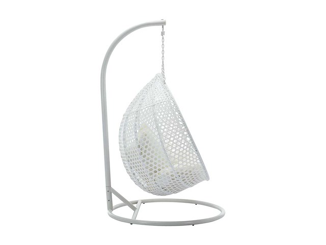2-zits resin hangstoel - wit en beige kussen - afbeelding 5 van  10