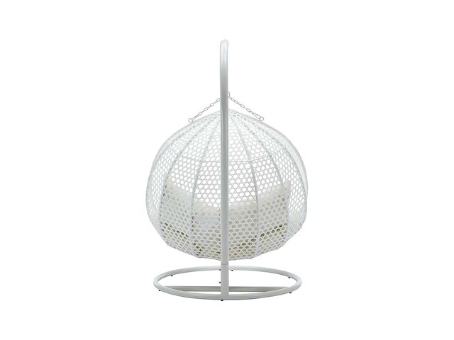 2-zits resin hangstoel - wit en beige kussen - afbeelding 6 van  10