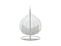 2-zits resin hangstoel - wit en beige kussen - afbeelding 6 van  10