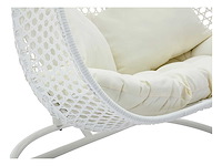 2-zits resin hangstoel - wit en beige kussen - afbeelding 7 van  10